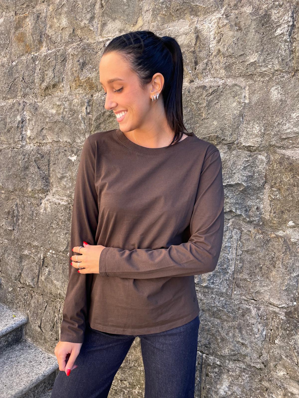 T-shirt manica lunga cioccolato
