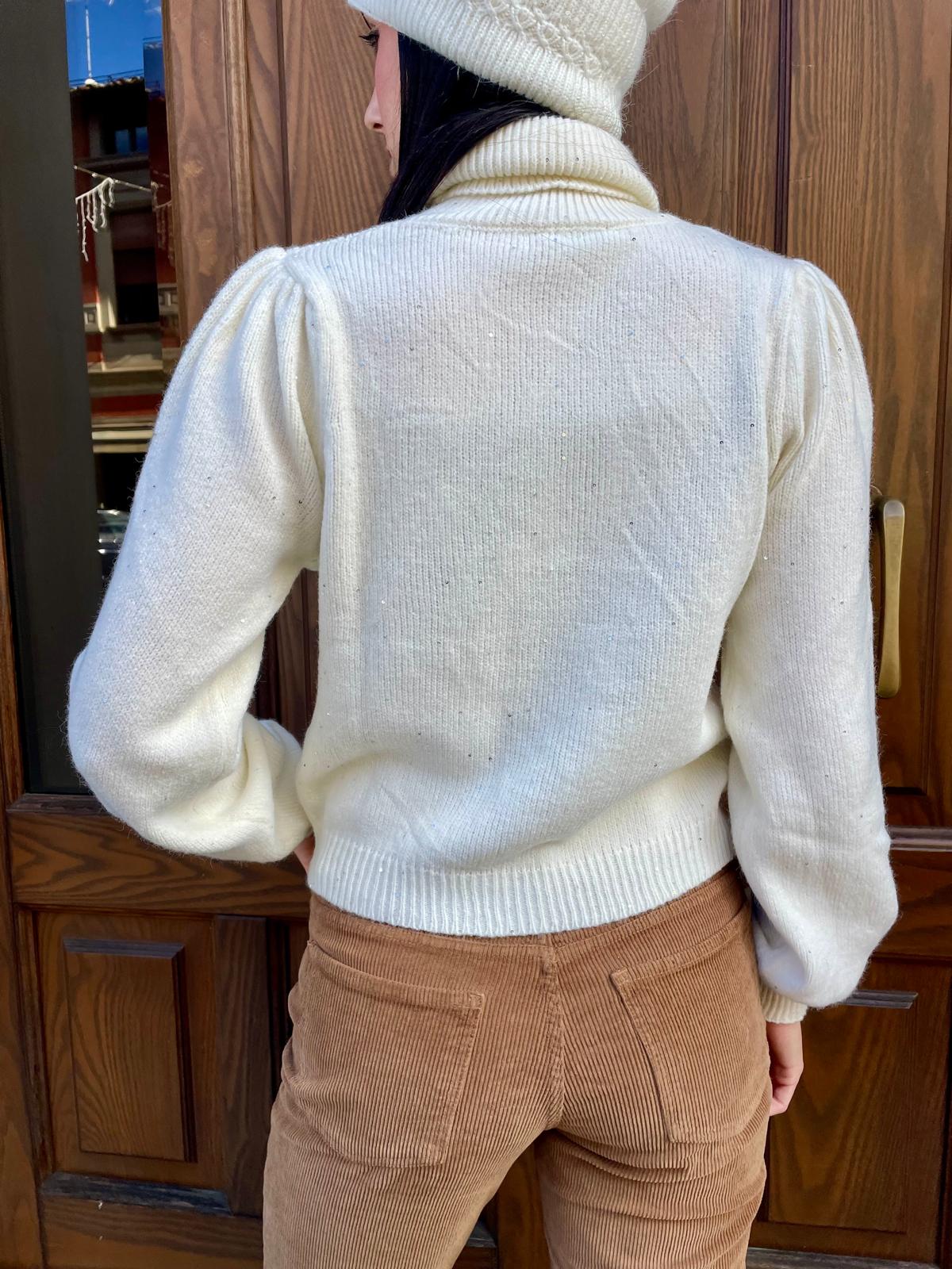 Dolcevita manica a sbuffo microlurex