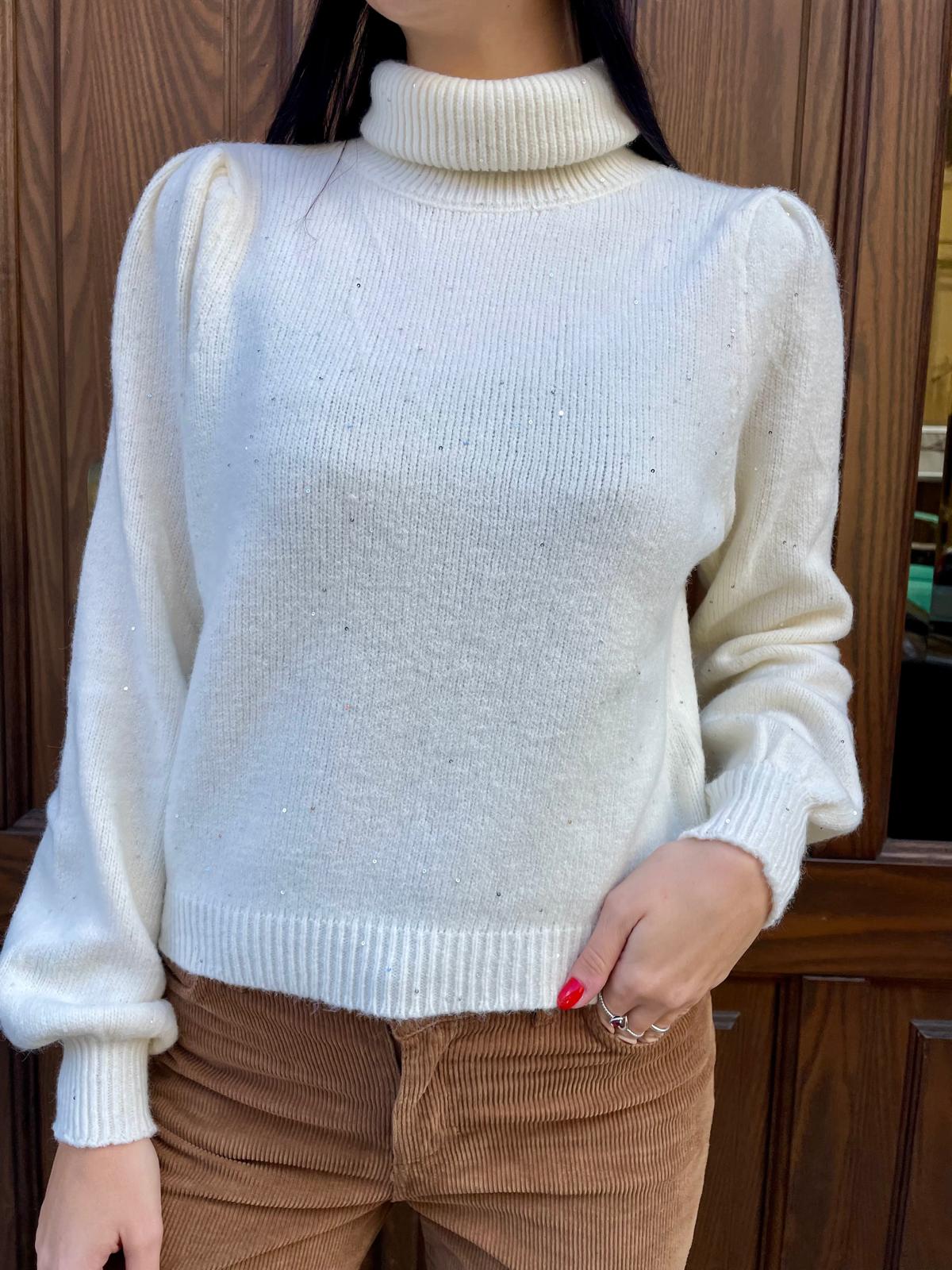 Dolcevita manica a sbuffo microlurex