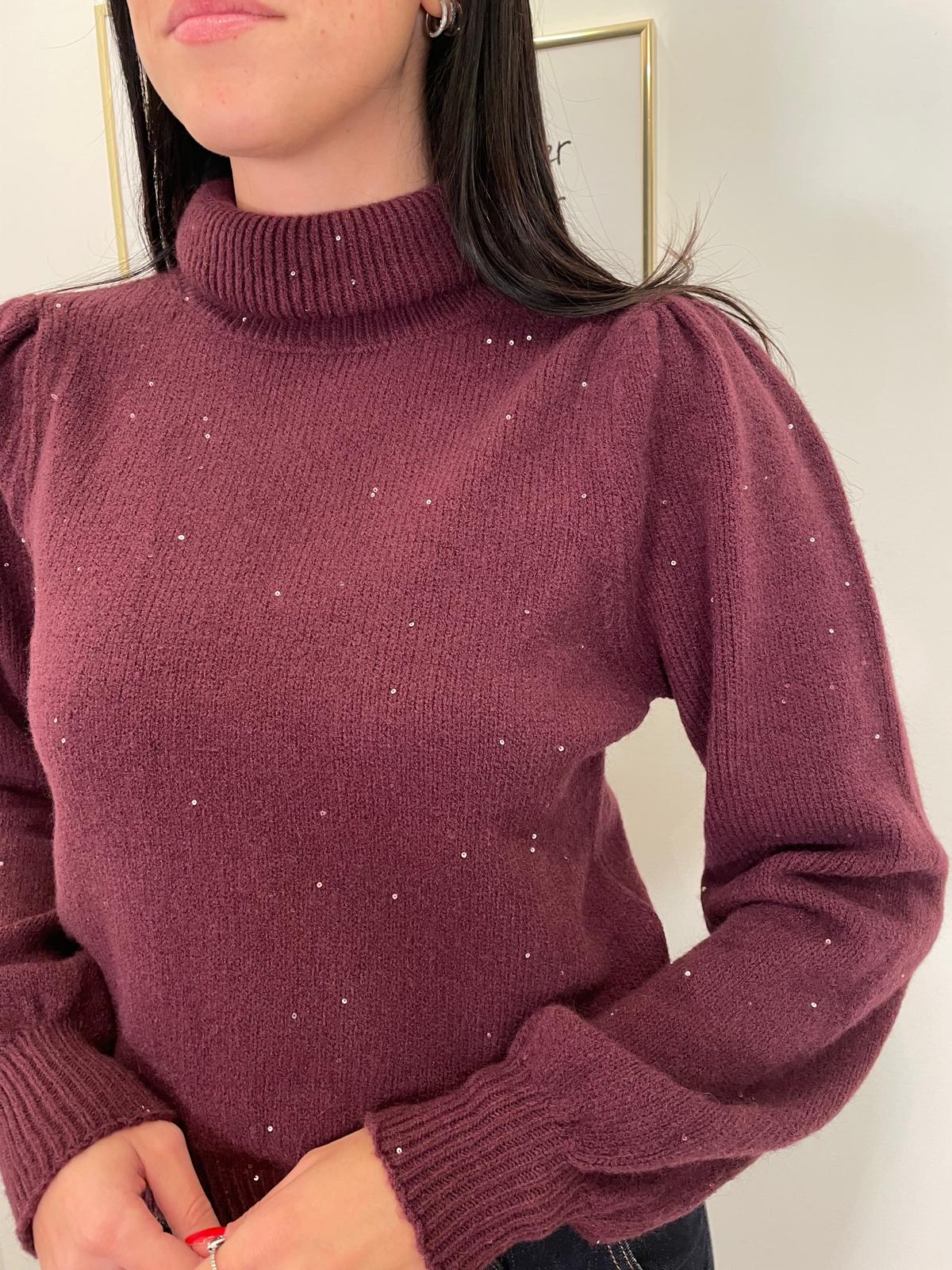 Dolcevita manica a sbuffo microlurex