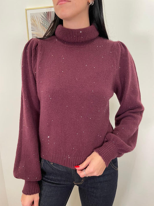 Dolcevita manica a sbuffo microlurex