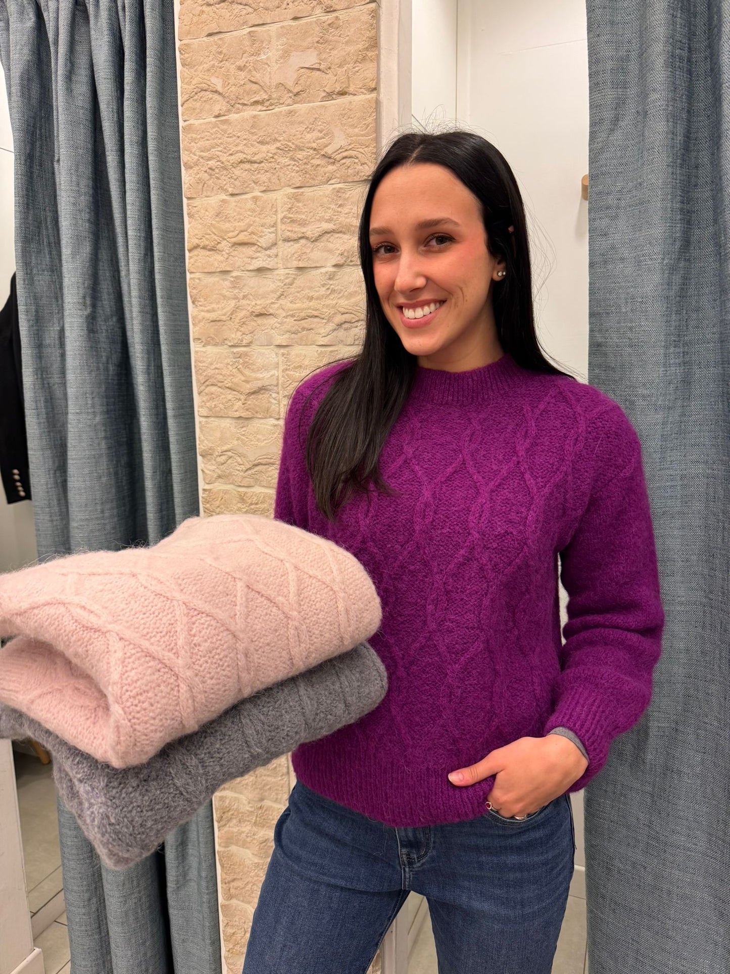 Maglione mohair treccia