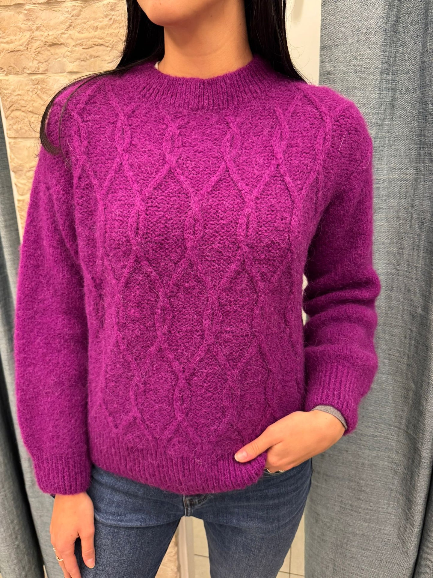 Maglione mohair treccia