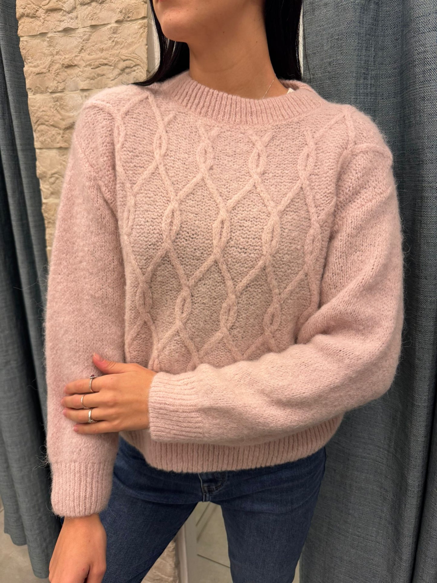 Maglione mohair treccia