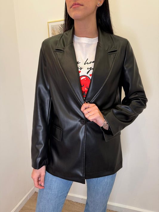 Blazer ecopelle nero