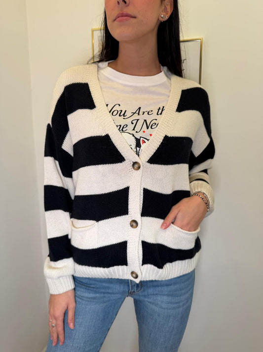 Cardigan righe blu