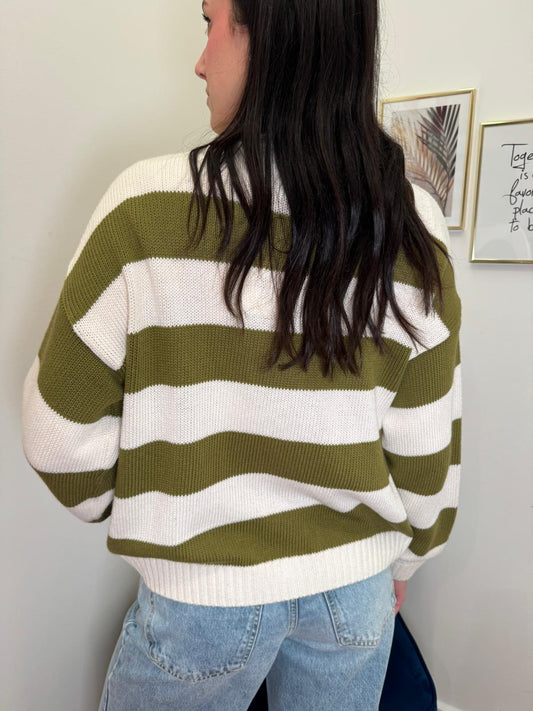 Cardigan righe tasconato