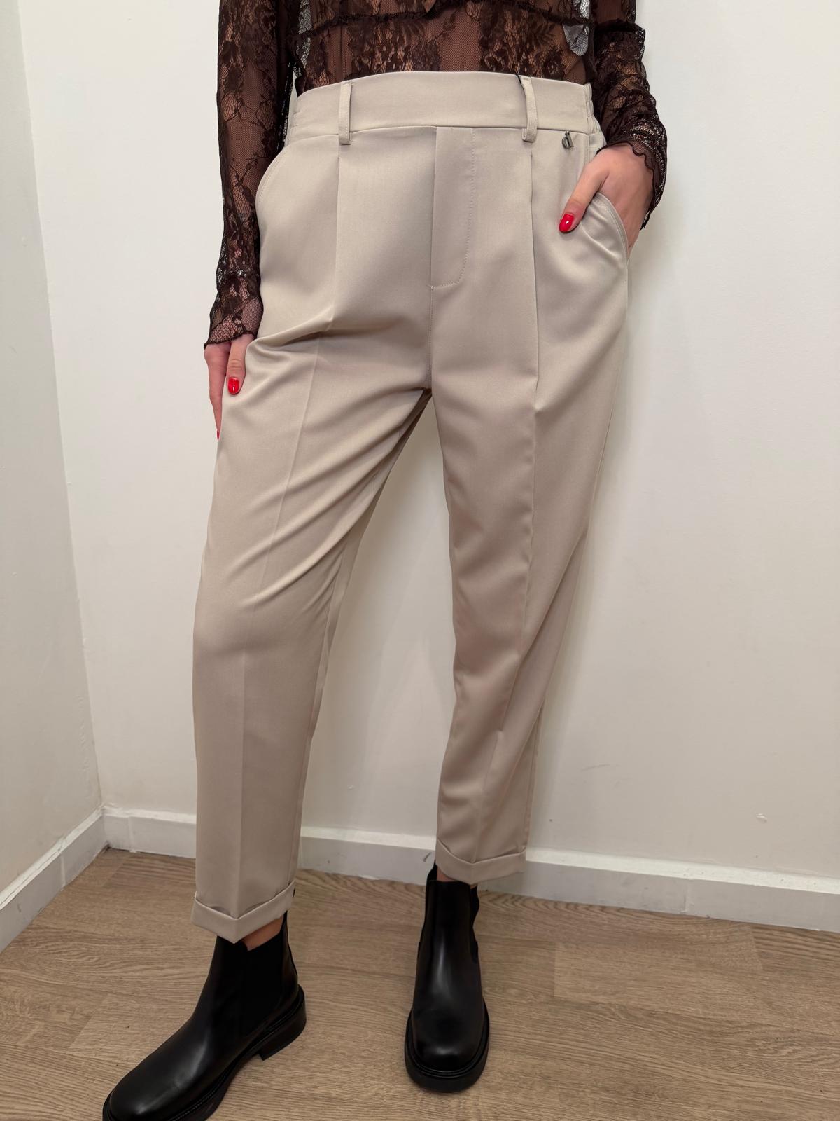 Pantalone pinces beige