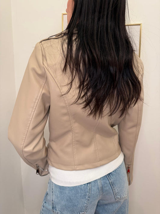 Chiodo ecopelle beige