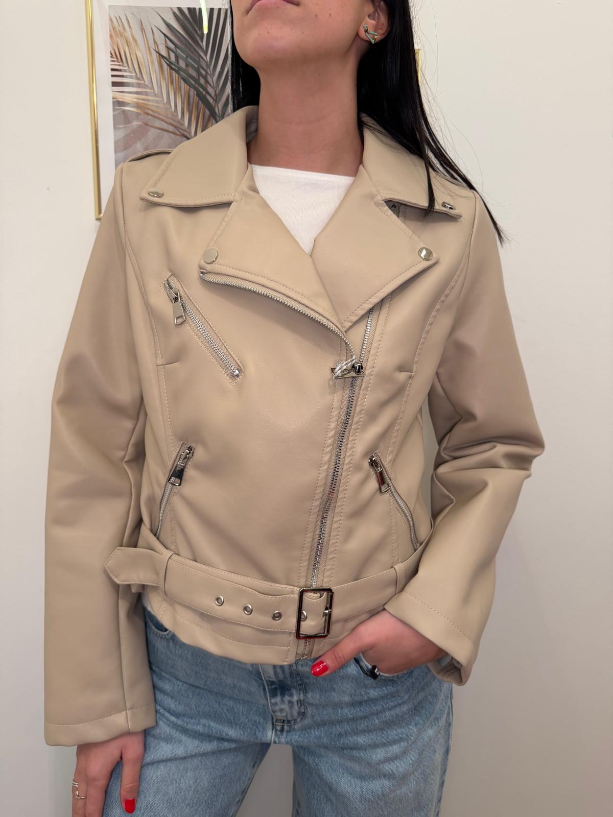 Chiodo ecopelle beige