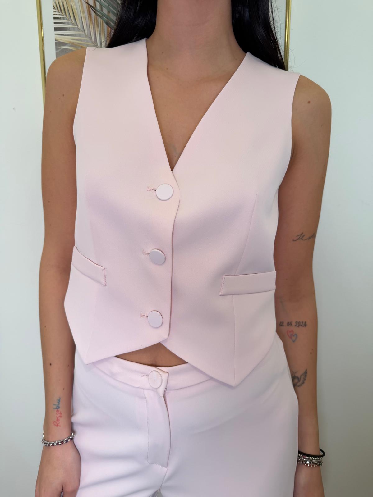 Gilet monopetto rosa