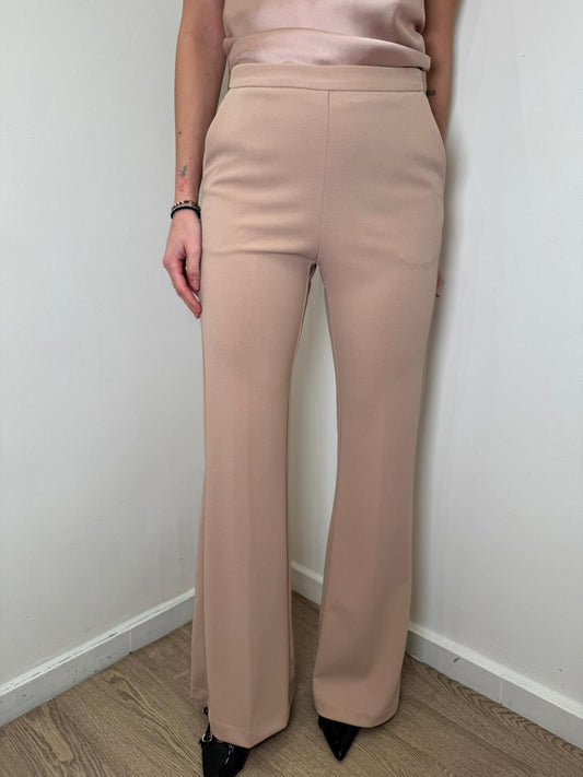 Pantalone flare cipria