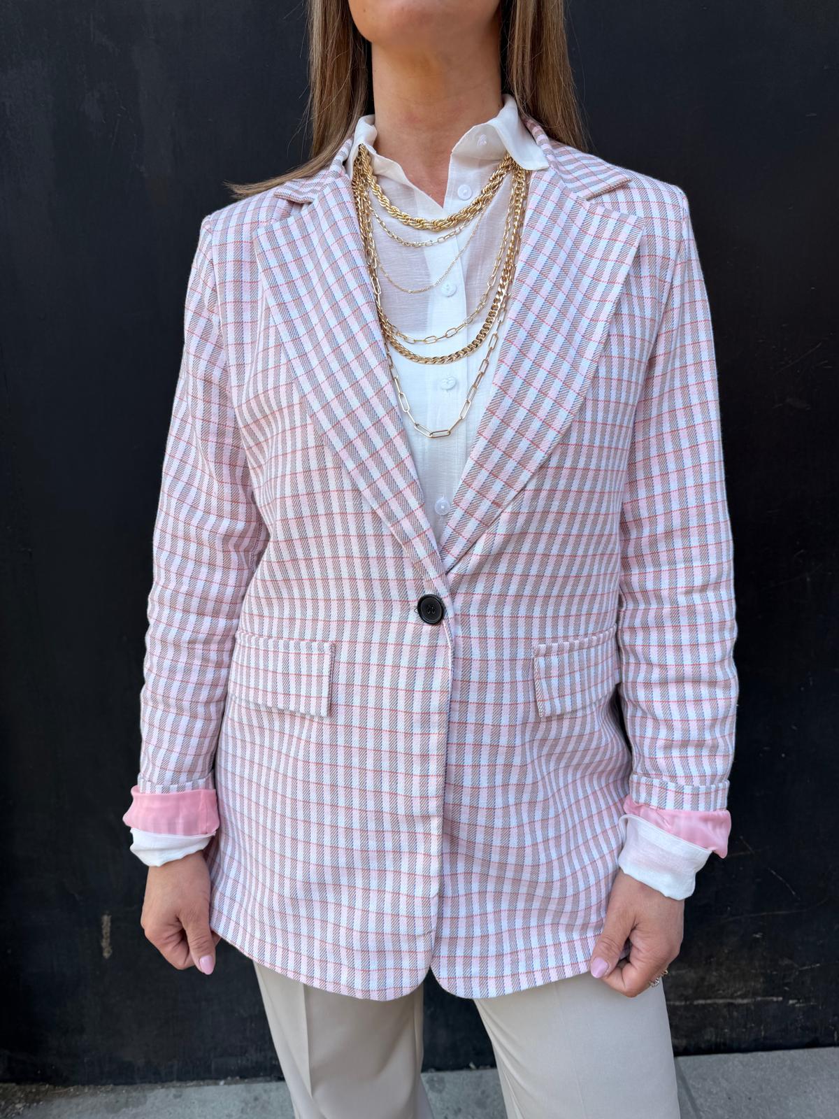 Blazer over stampa quadri