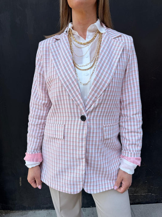 Blazer over stampa quadri