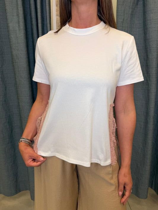 T-shirt spacchetto pizzo