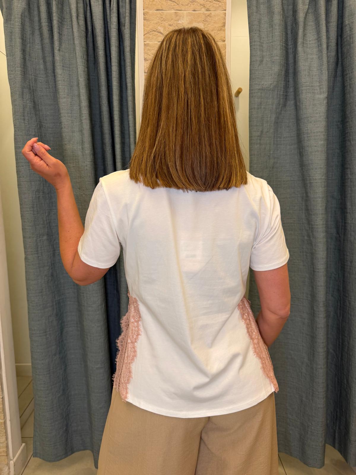 T-shirt spacchetto pizzo