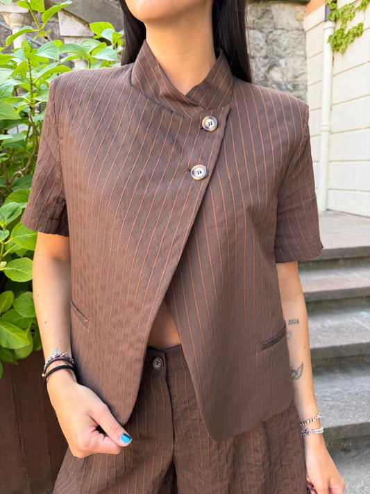 Blazer righe cioccolato