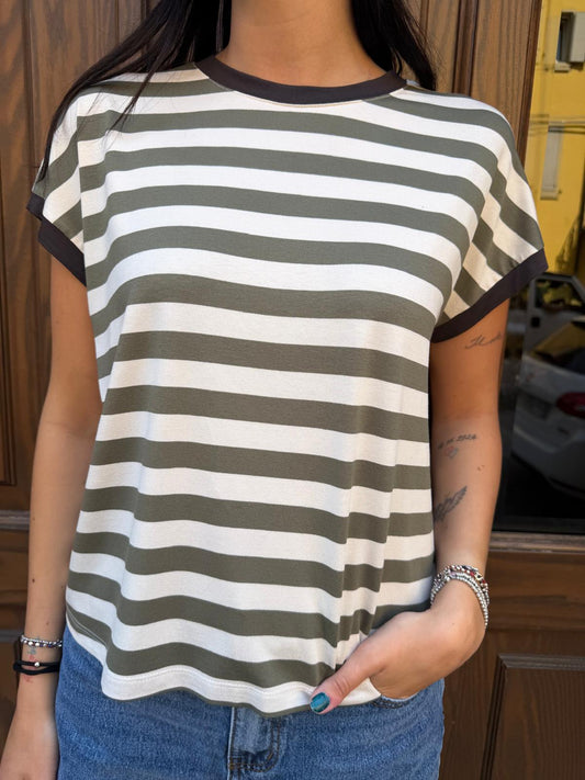 T-shirt righe salvia