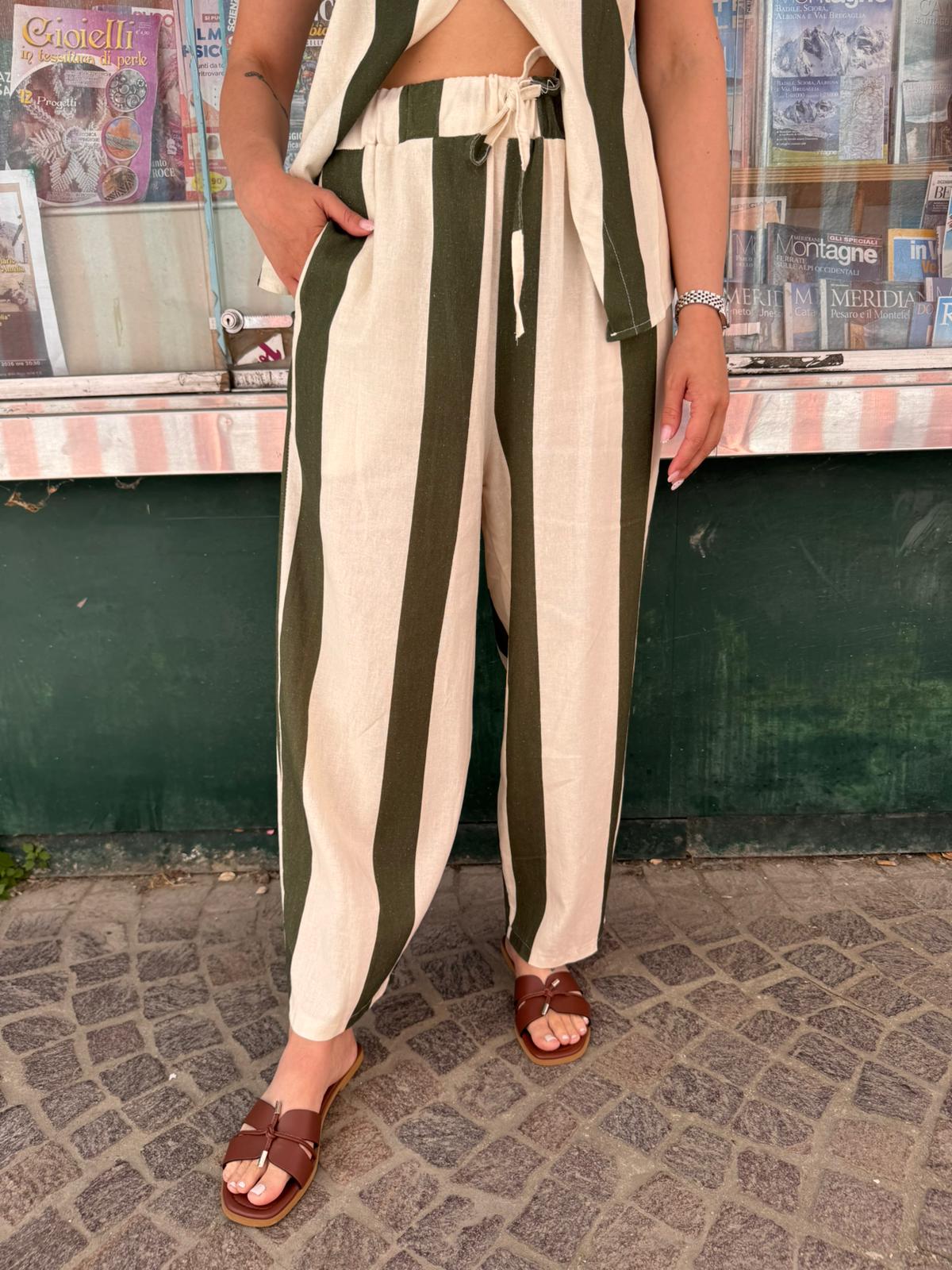 Pantalone viscosa rigato
