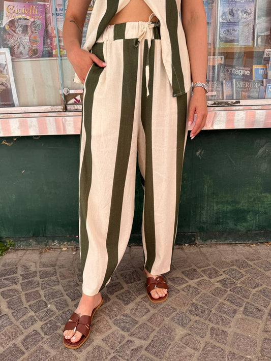 Pantalone viscosa rigato