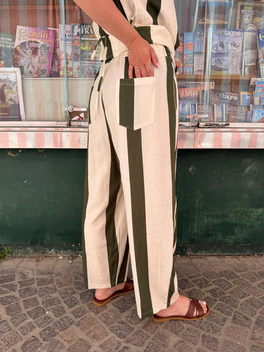 Pantalone viscosa rigato