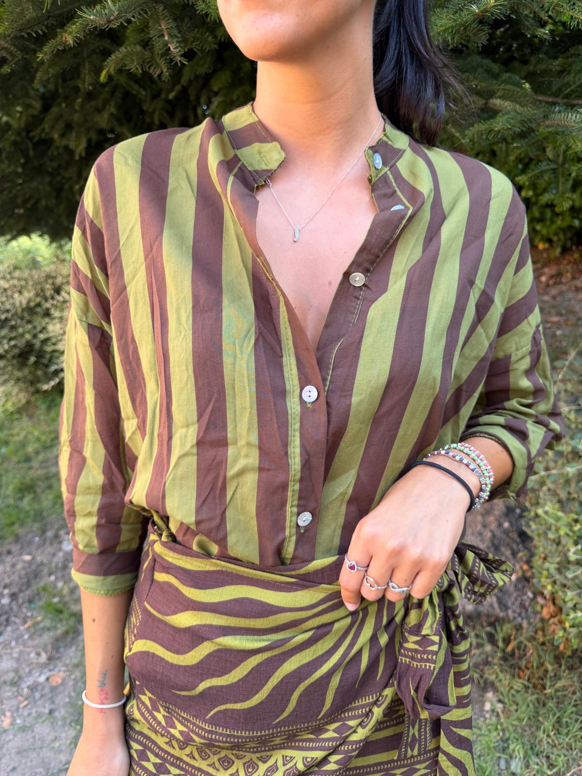 Blusa righe verde & ciocco