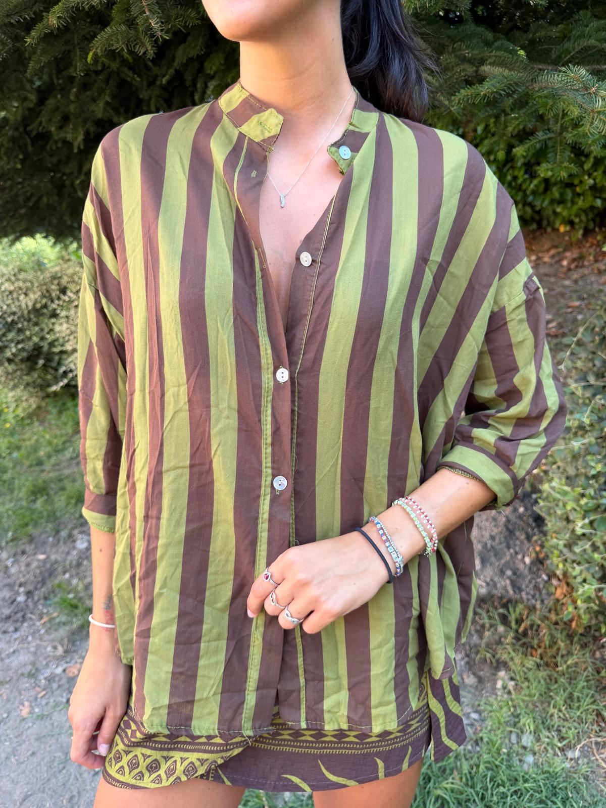 Blusa righe verde & ciocco