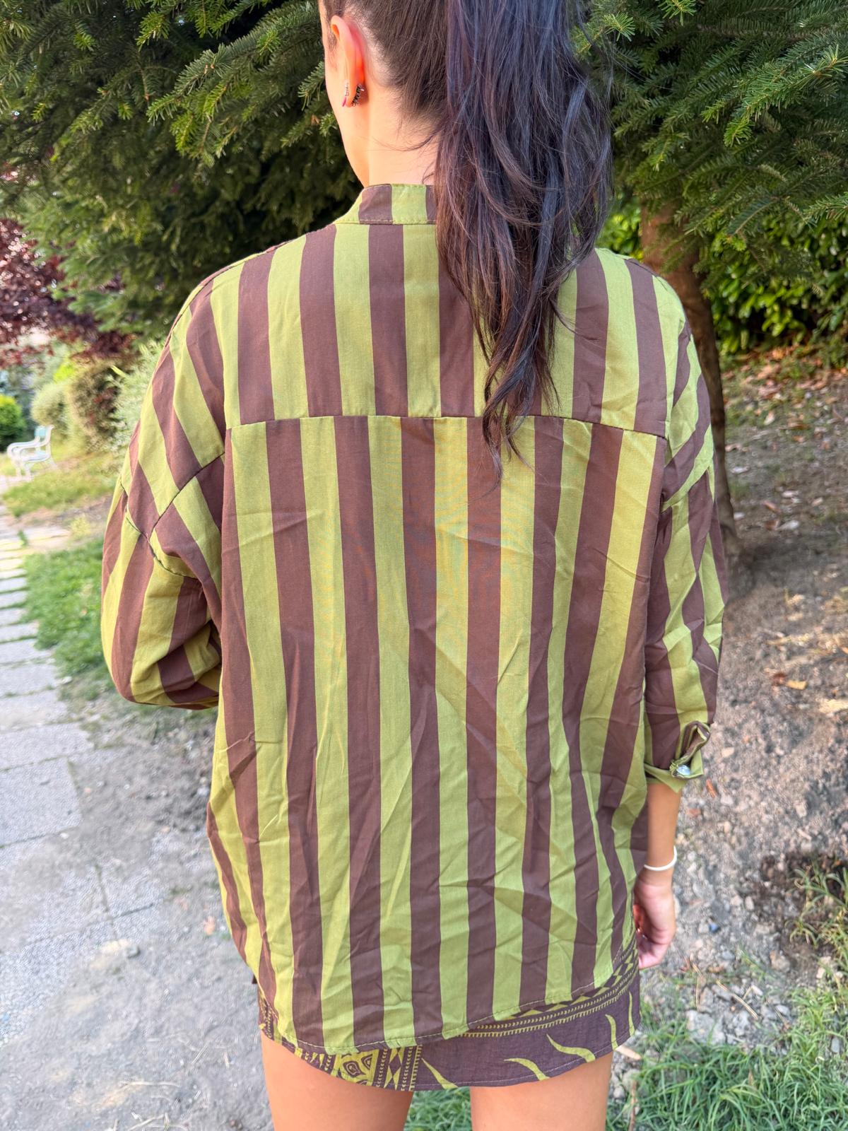Blusa righe verde & ciocco