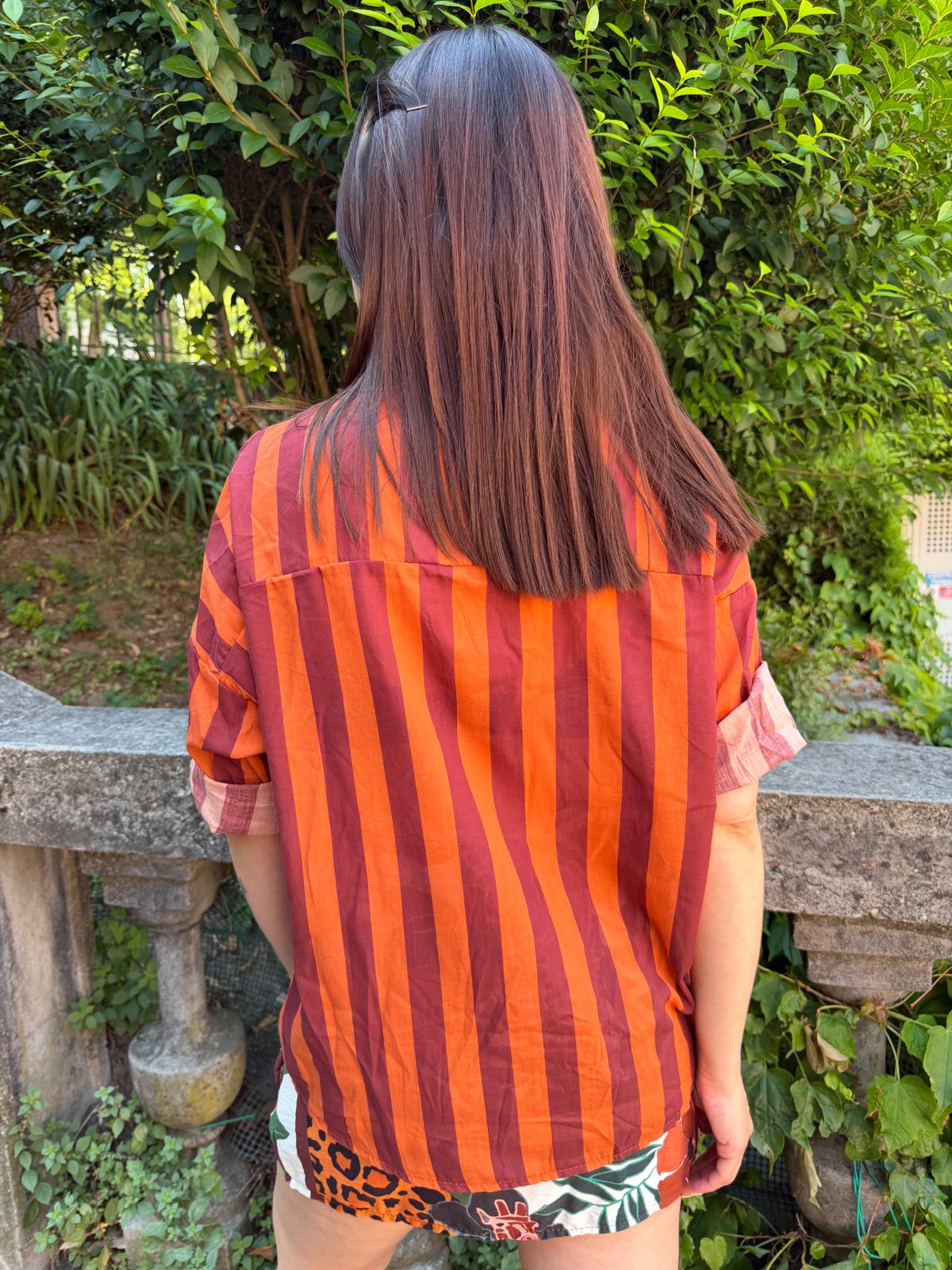 Blusa righe orange & bordo