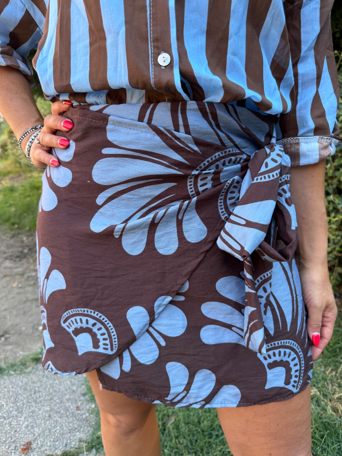 Gonna pareo celeste & ciocco