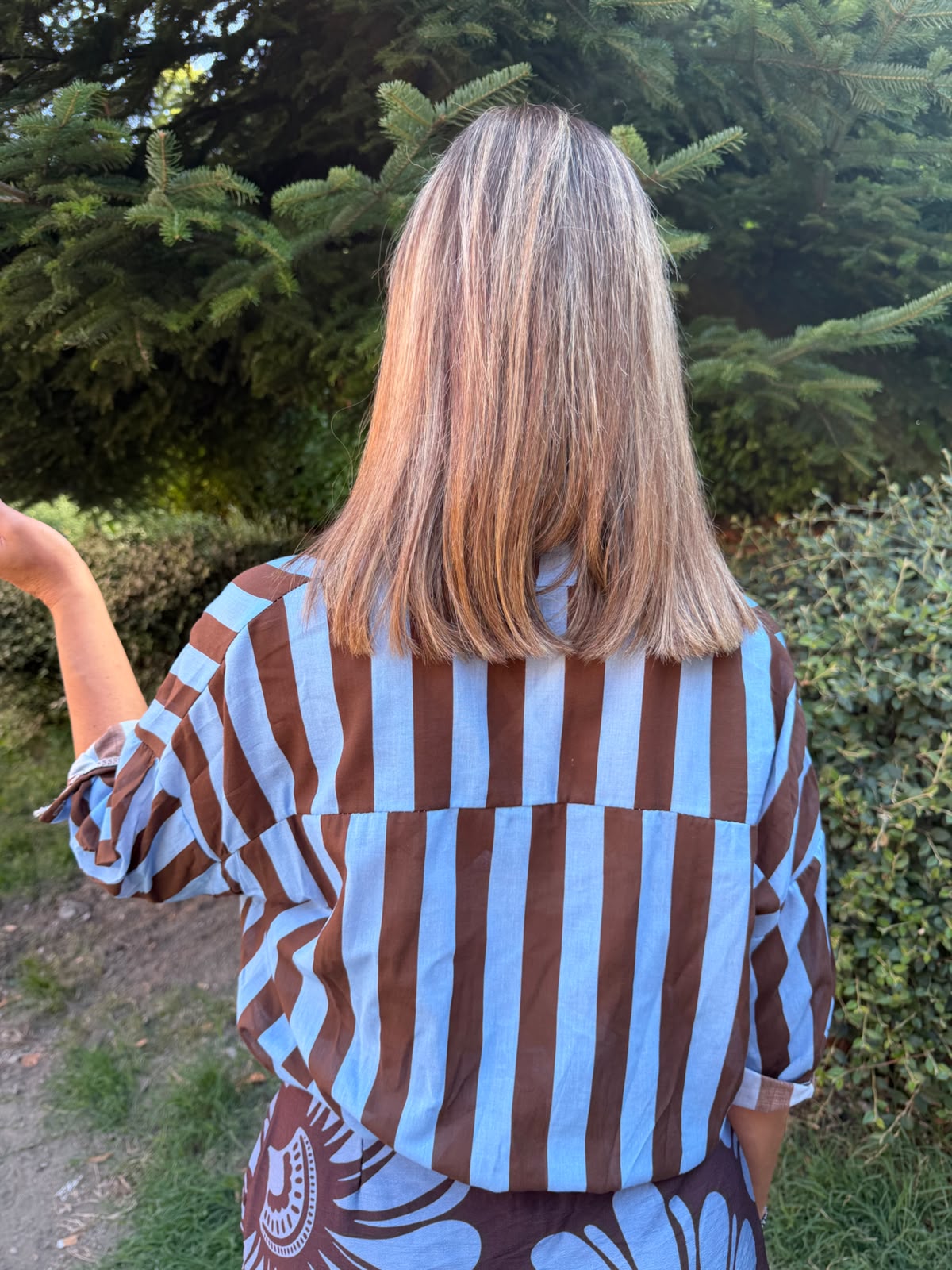 Blusa righe ciocco & celeste