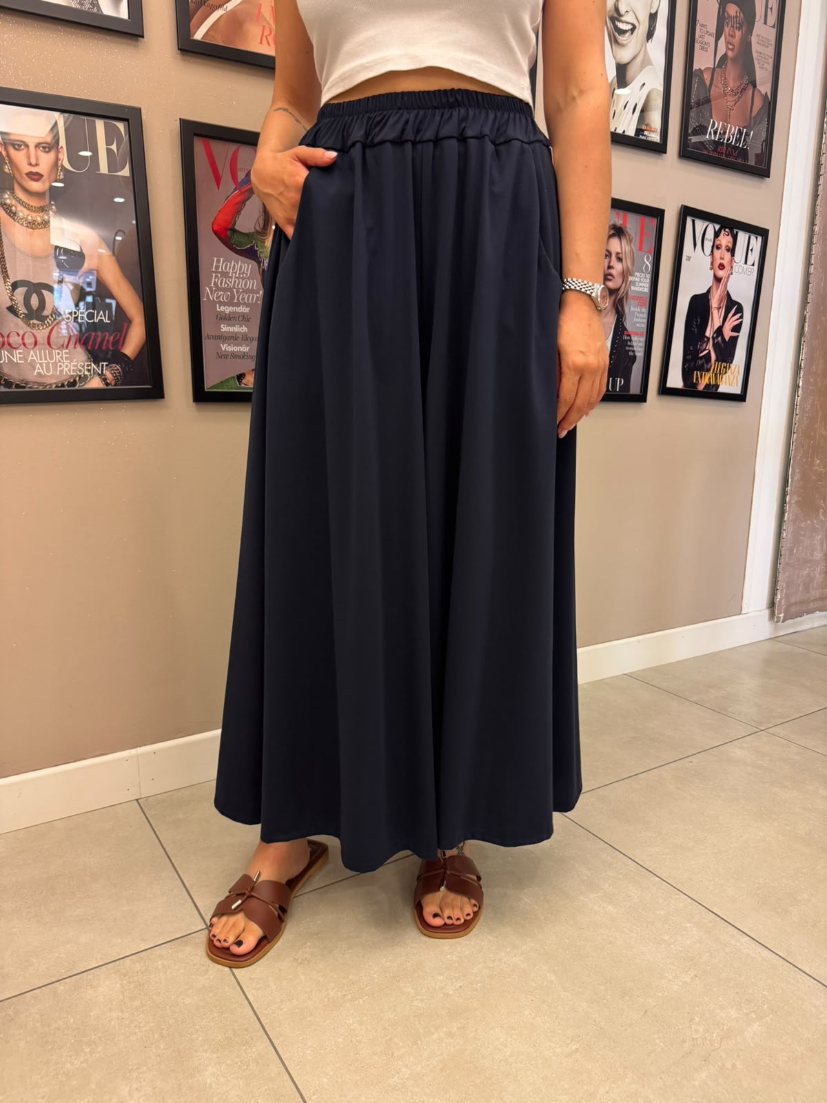 Pantalone ampio blu notte