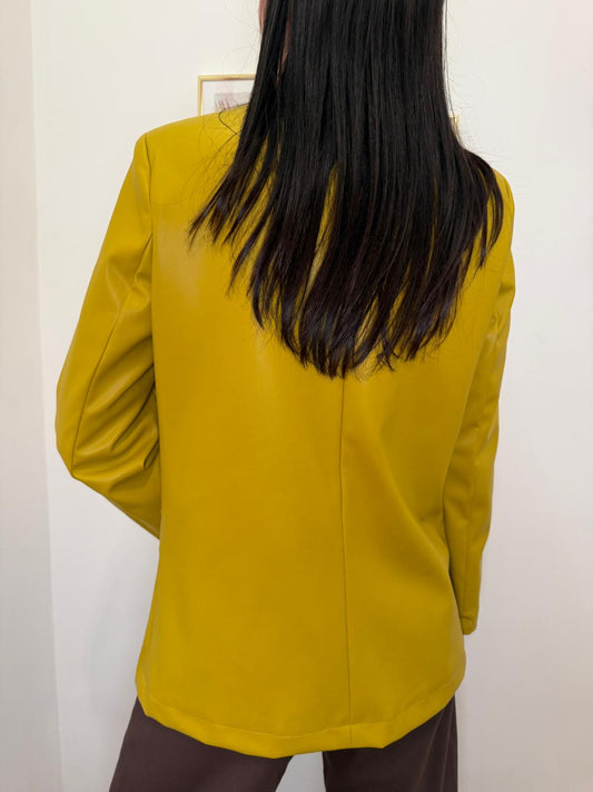 Blazer ecopelle oliva