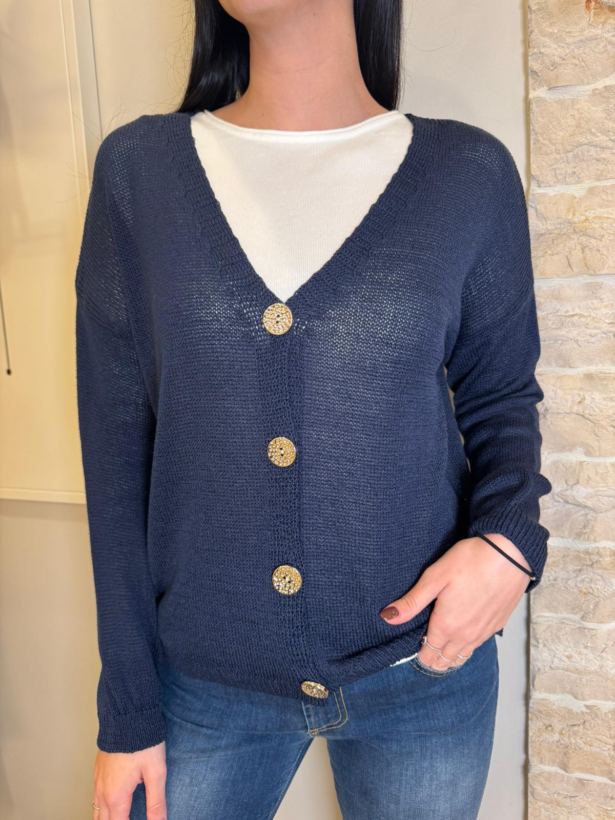 Cardigan bottoni oro -più colori-