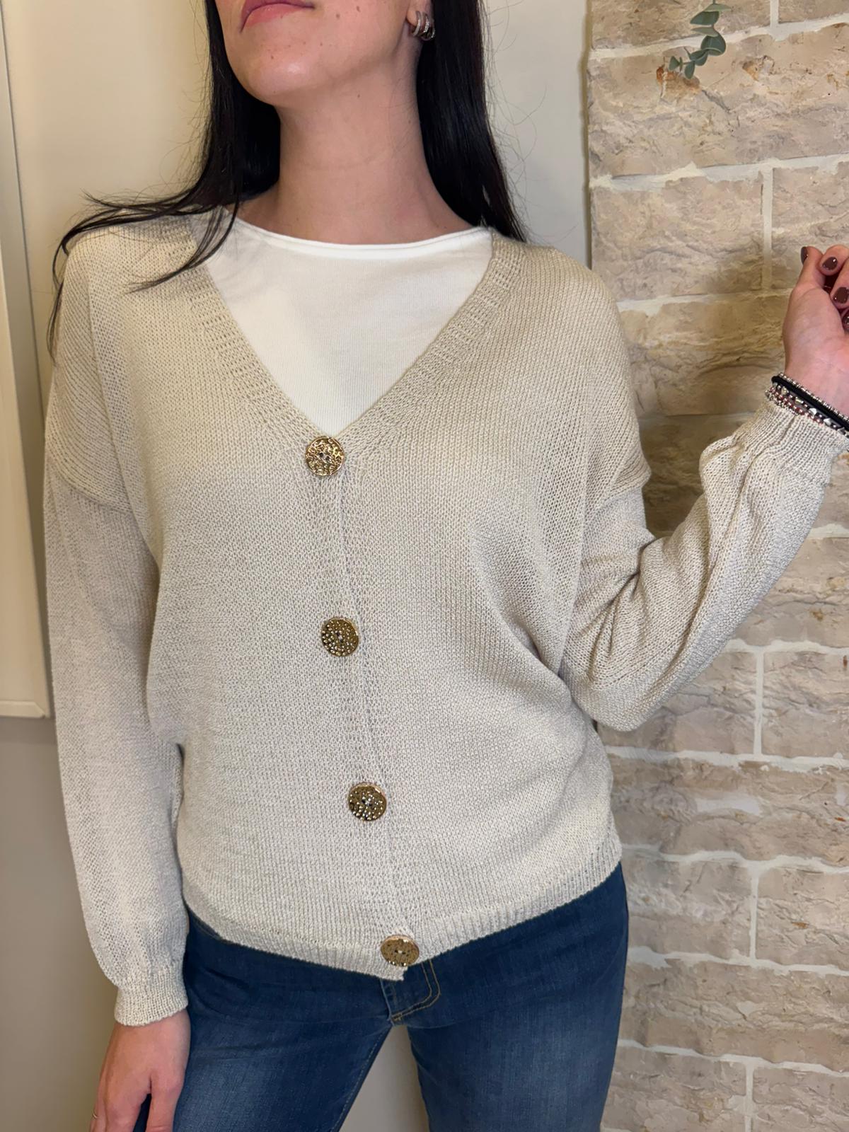 Cardigan bottoni oro -più colori-